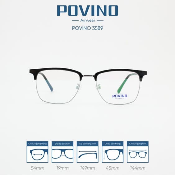 Gọng kính POVINO PO3589 - Ảnh 3