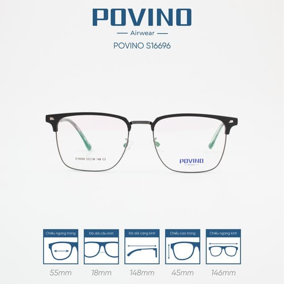 Gọng kính POVINO PO16696 - Ảnh 1