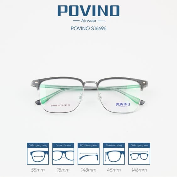 Gọng kính POVINO PO16696 - Ảnh 5