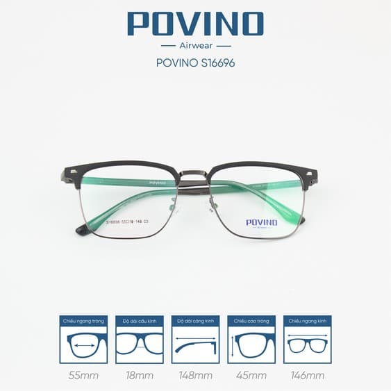 Gọng kính POVINO PO16696 - Ảnh 4