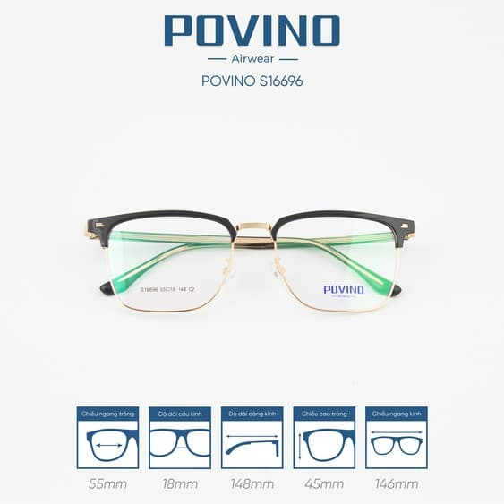 Gọng kính POVINO PO16696 - Ảnh 2