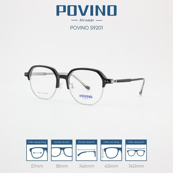 Gọng kính POVINO PO9201 - Ảnh 7