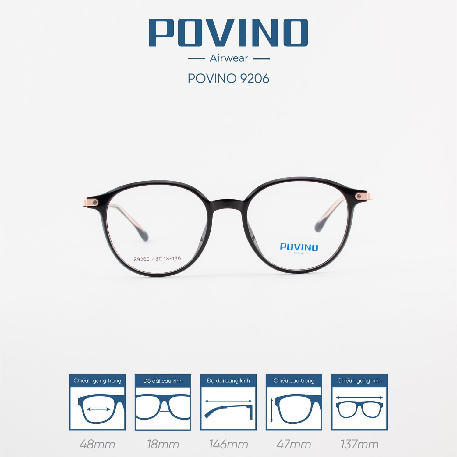 Gọng kính POVINO PO9206 - Ảnh 1