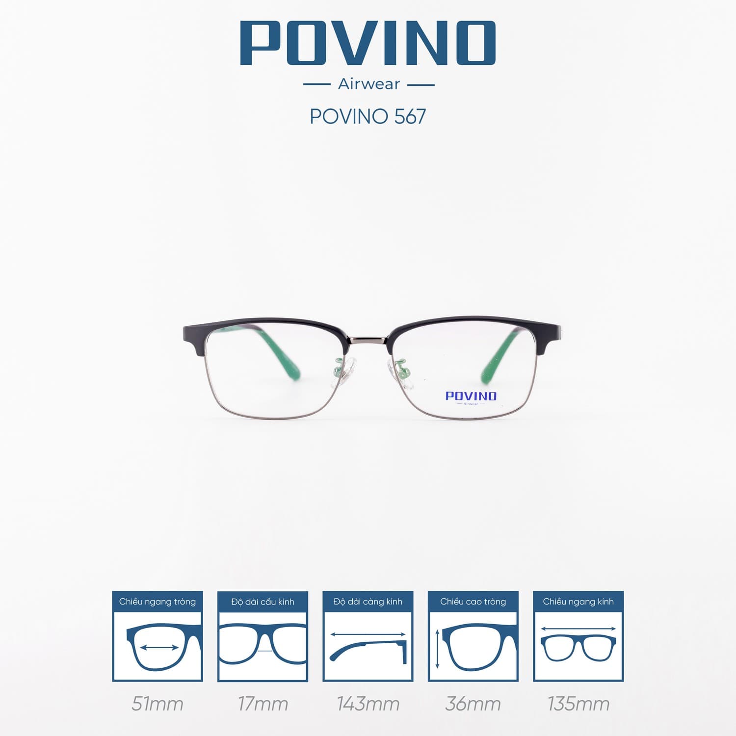 Gọng kính POVINO PO567 - Ảnh 1