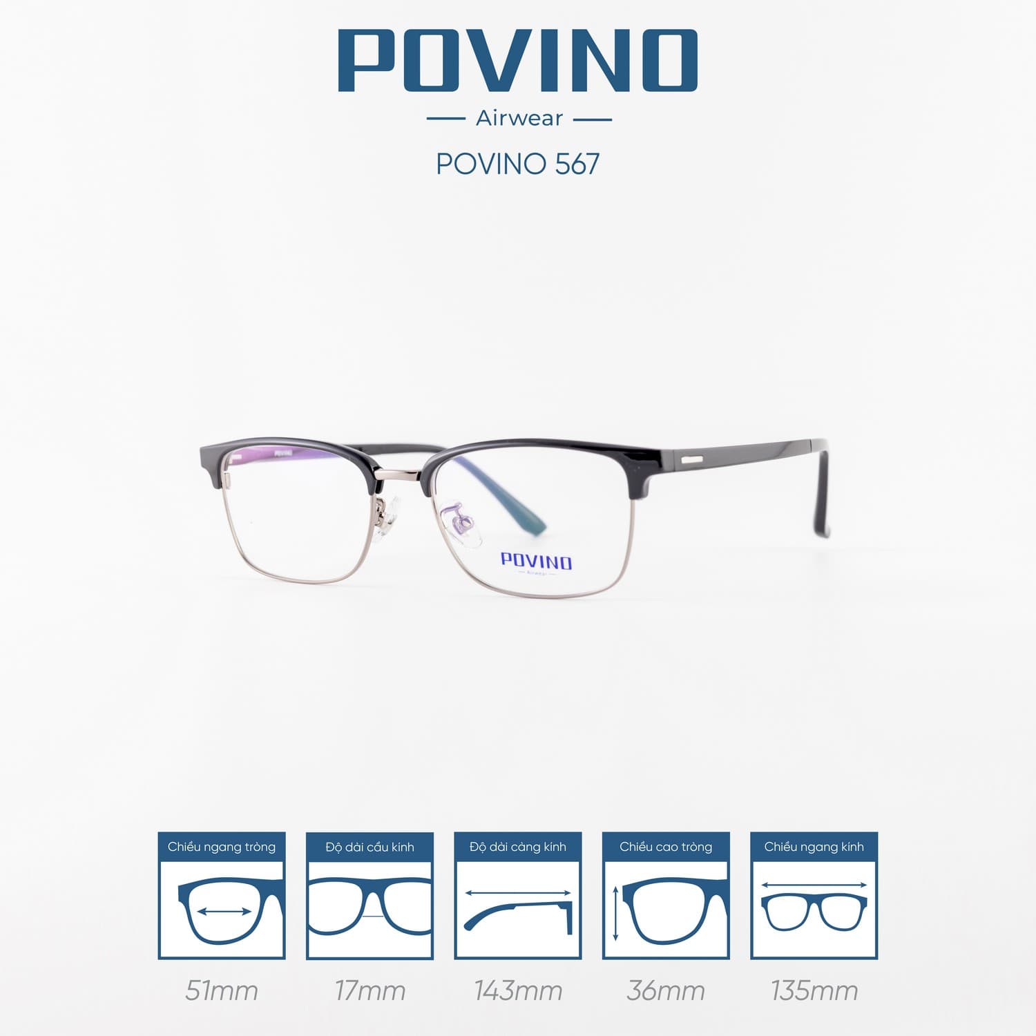 Gọng kính POVINO PO567 - Ảnh 8
