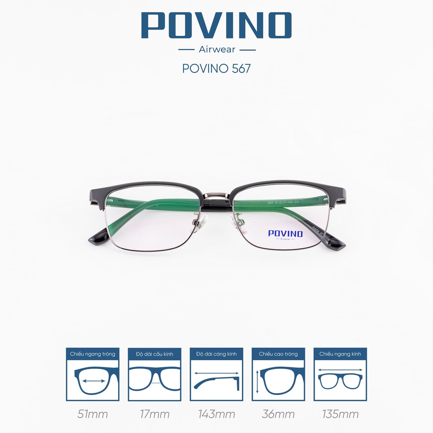 Gọng kính POVINO PO567 - Ảnh 6