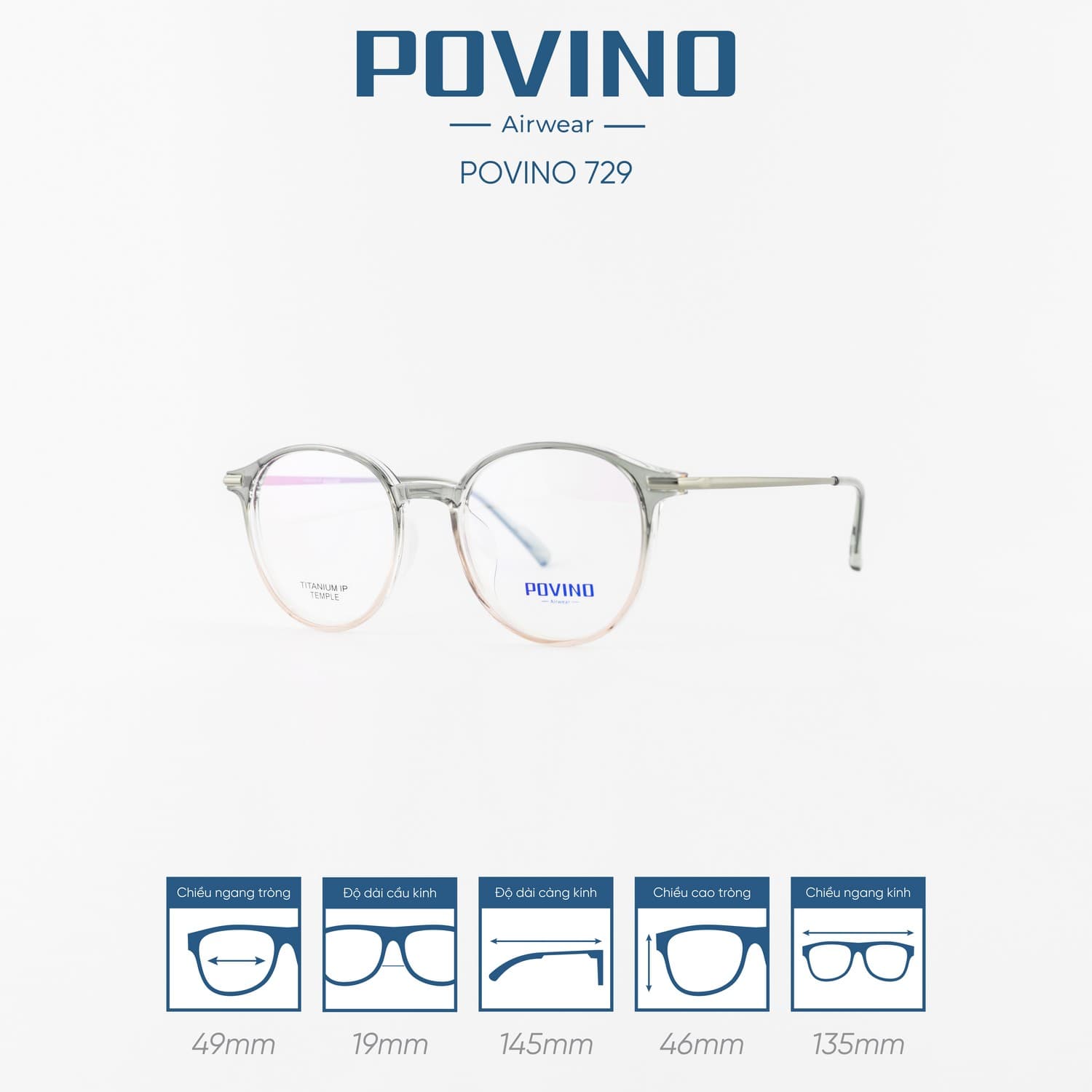 Gọng kính POVINO PO729 - Ảnh 12