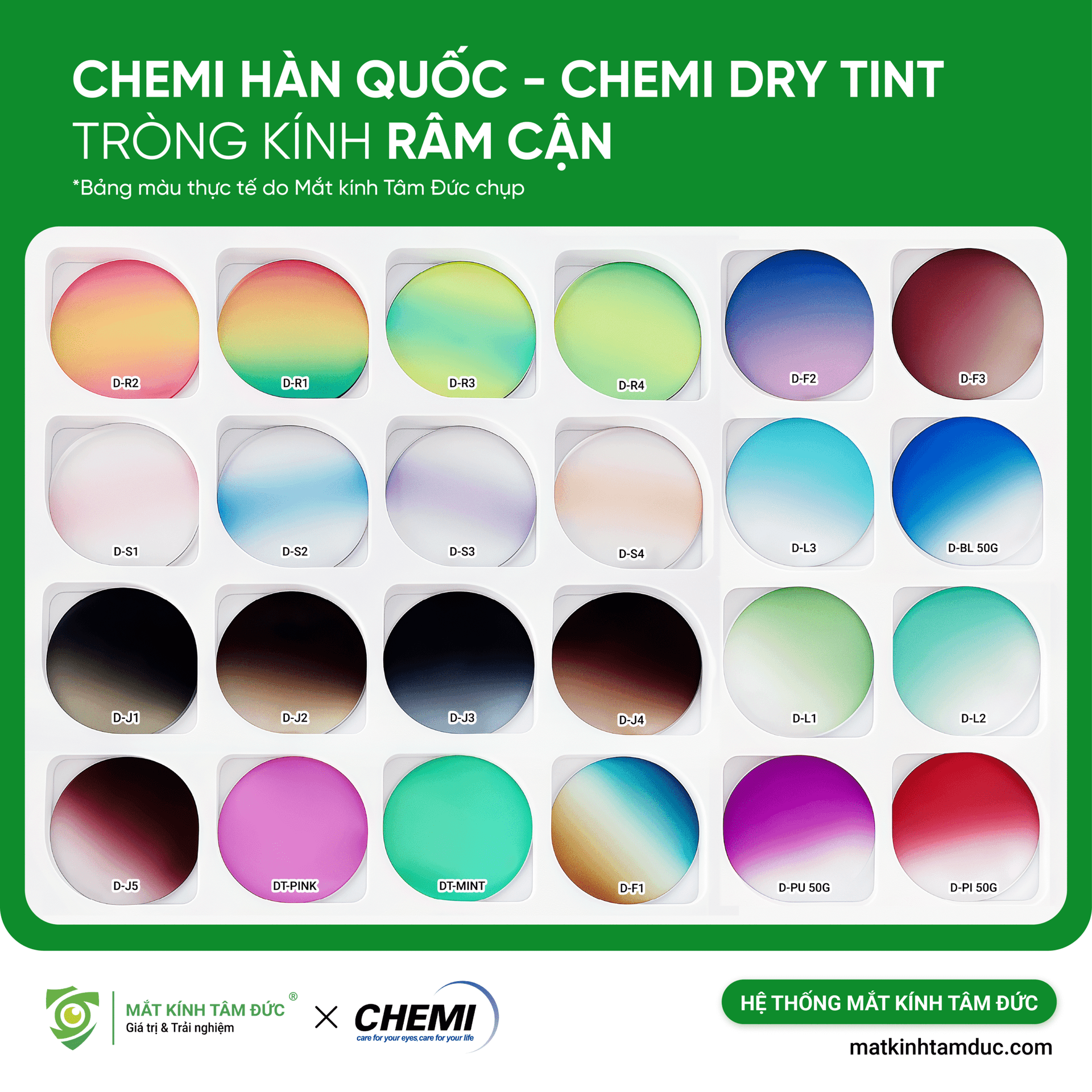 Tròng kính Râm Cận Chemi DryTin - Ảnh 1
