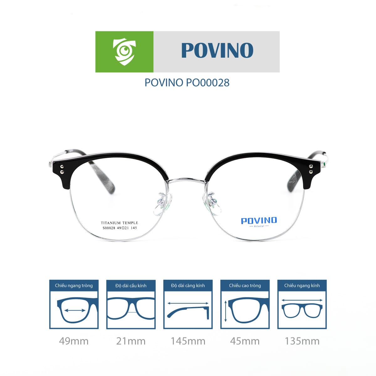 Gọng kính POVINO PO00028 - Ảnh 1