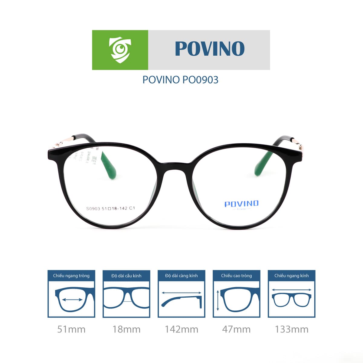 Gọng kính POVINO PO0903 - Ảnh 1
