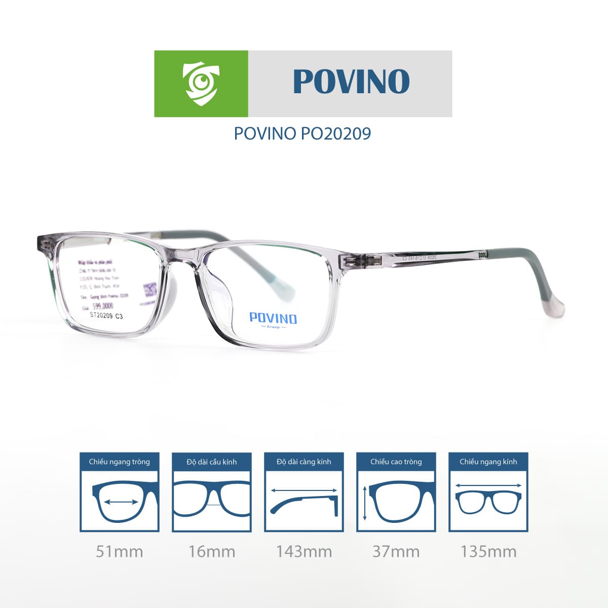 Gọng kính POVINO PO20209 - Ảnh 12