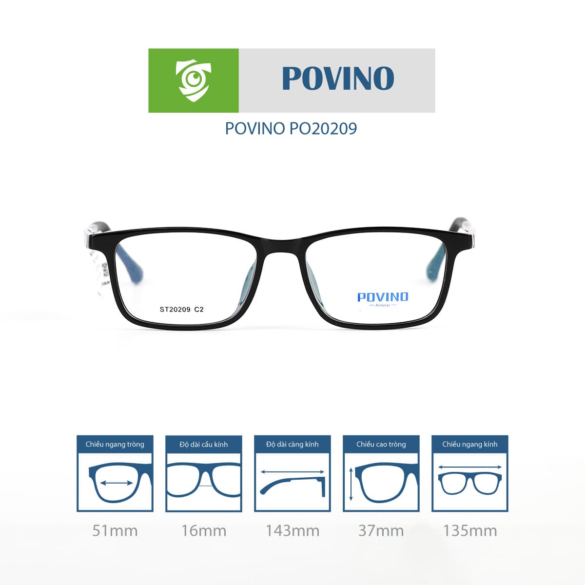 Gọng kính POVINO PO20209 - Ảnh 1