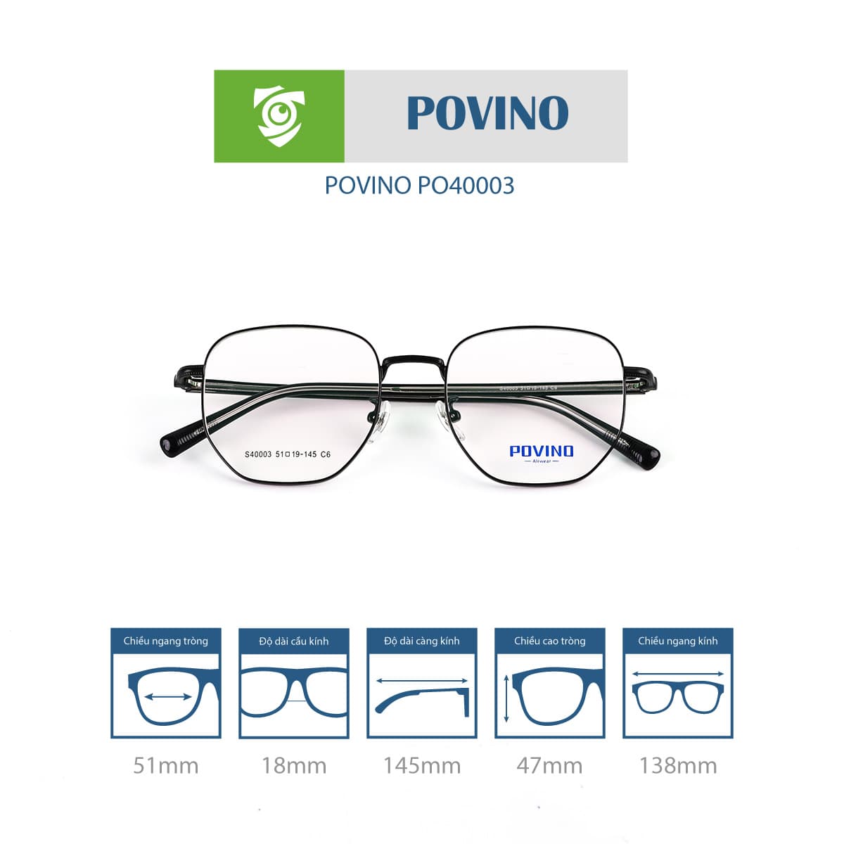 Gọng kính POVINO PO40003 - Ảnh 12