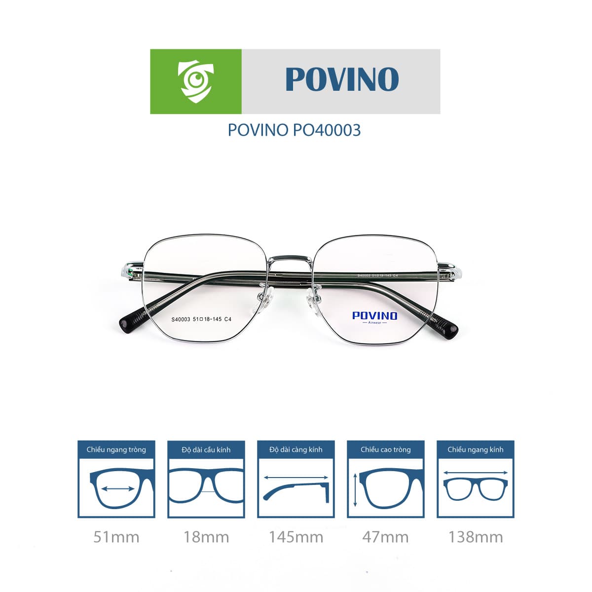Gọng kính POVINO PO40003 - Ảnh 11