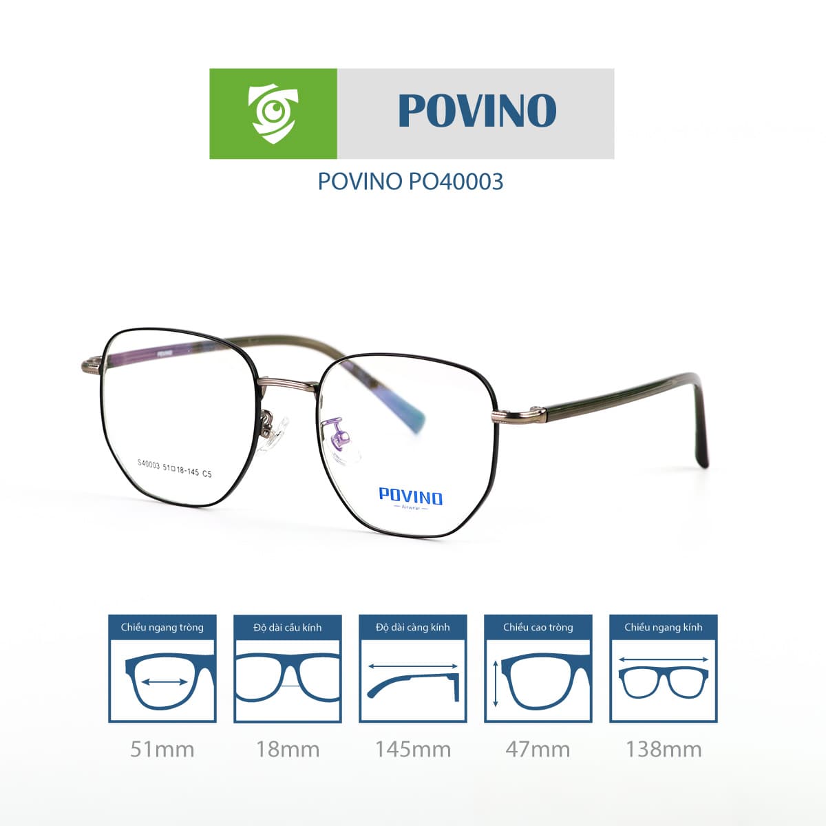 Gọng kính POVINO PO40003 - Ảnh 8