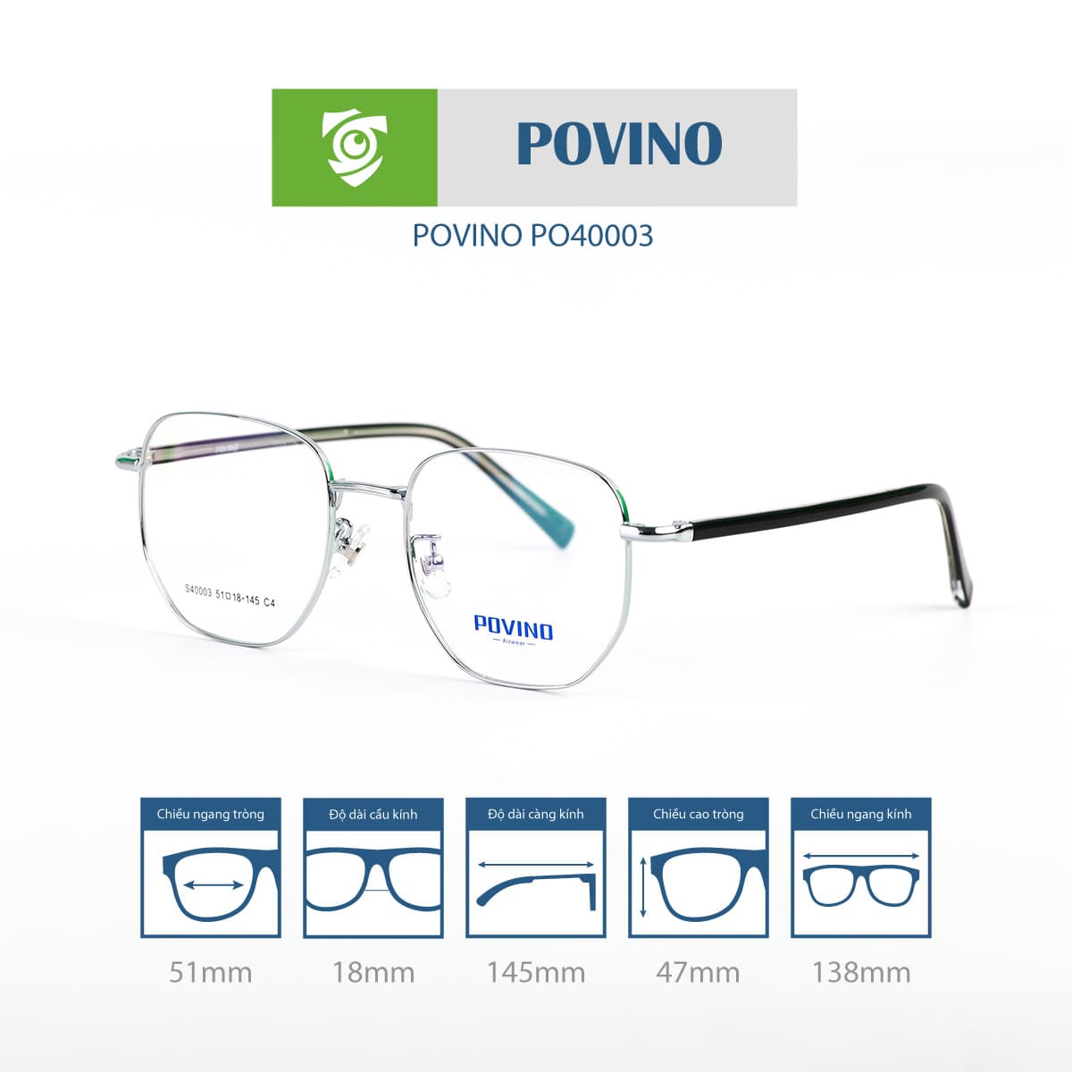 Gọng kính POVINO PO40003 - Ảnh 6