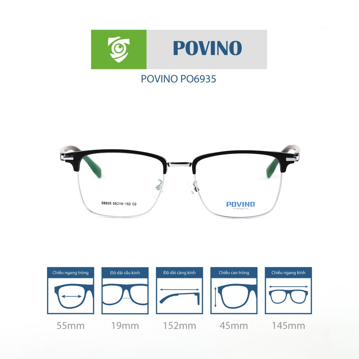Gọng kính POVINO PO6935 - Ảnh 1
