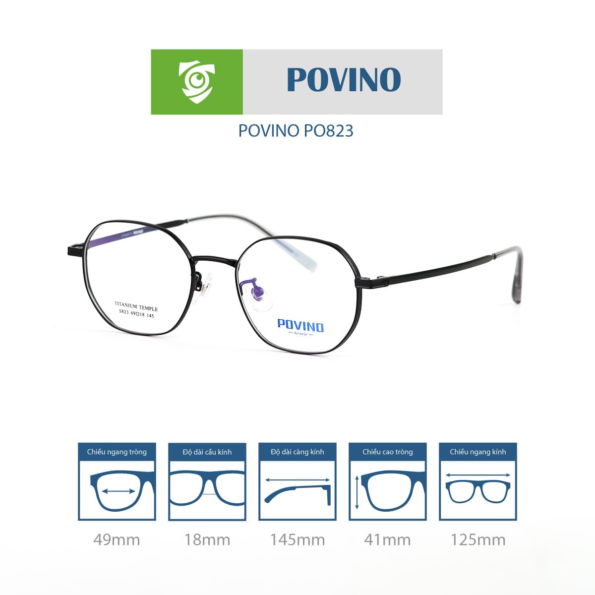 Gọng kính POVINO PO823 - Ảnh 11