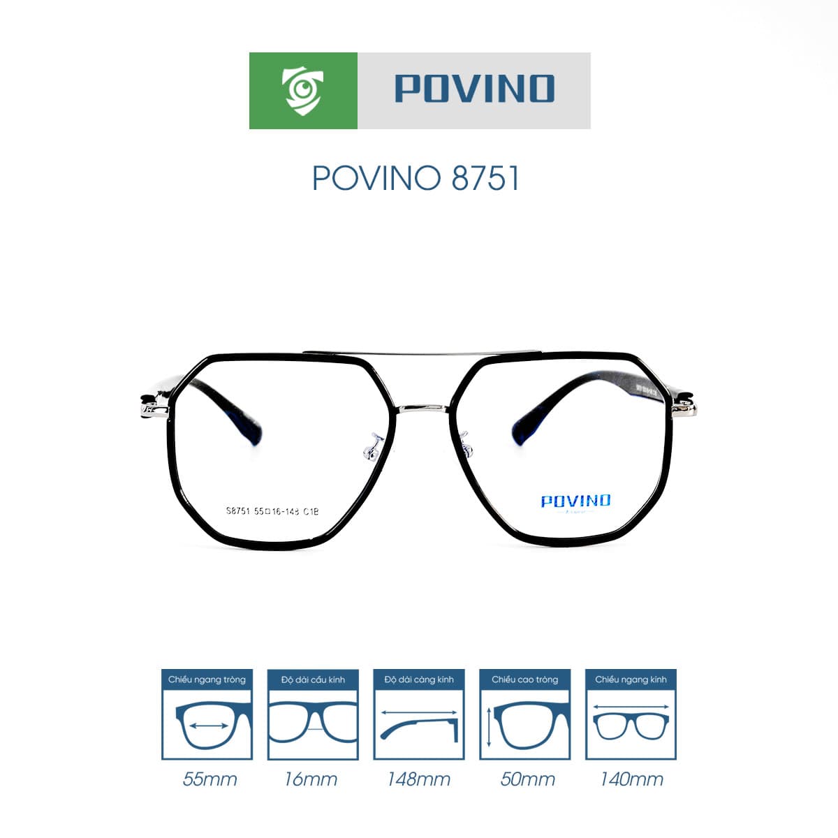 Gọng kính POVINO PO8751 - Ảnh 1