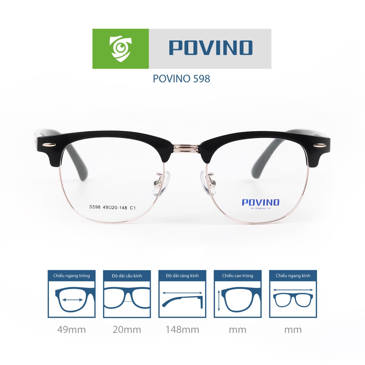 Gọng kính POVINO PO598 - Ảnh 1