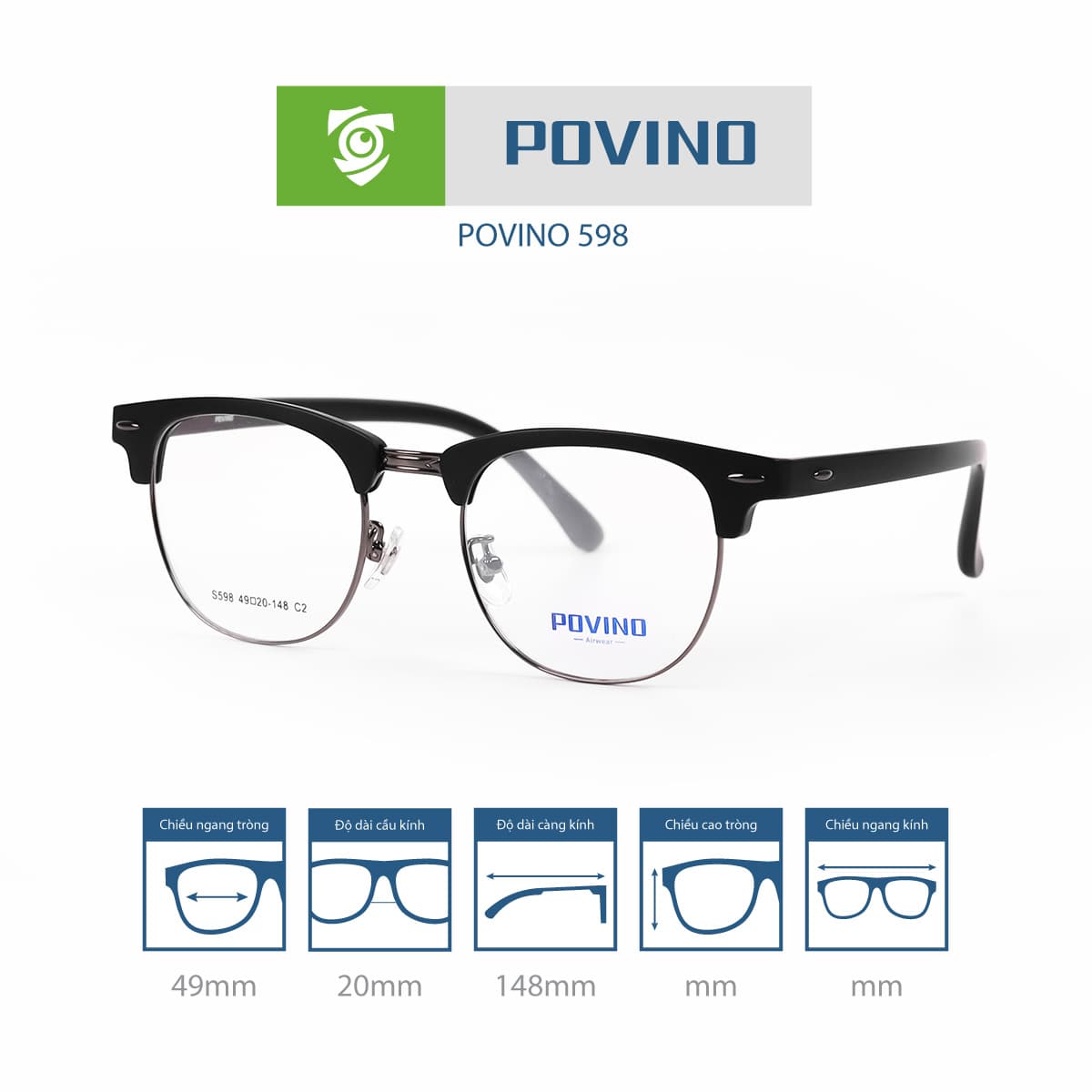 Gọng kính POVINO PO598 - Ảnh 8