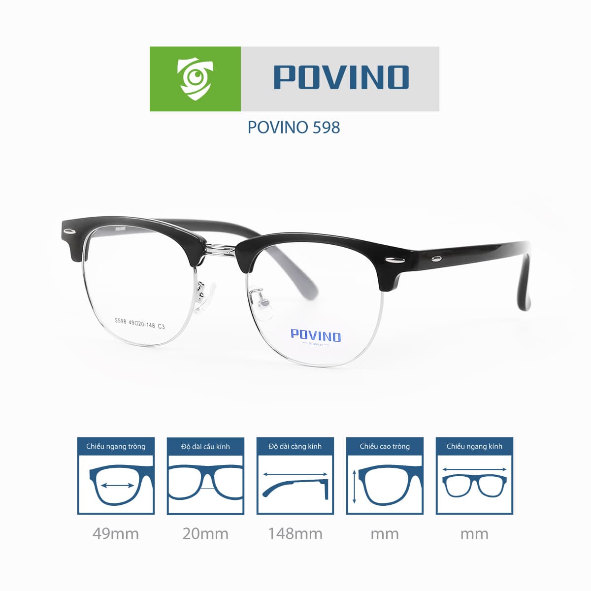 Gọng kính POVINO PO598 - Ảnh 6