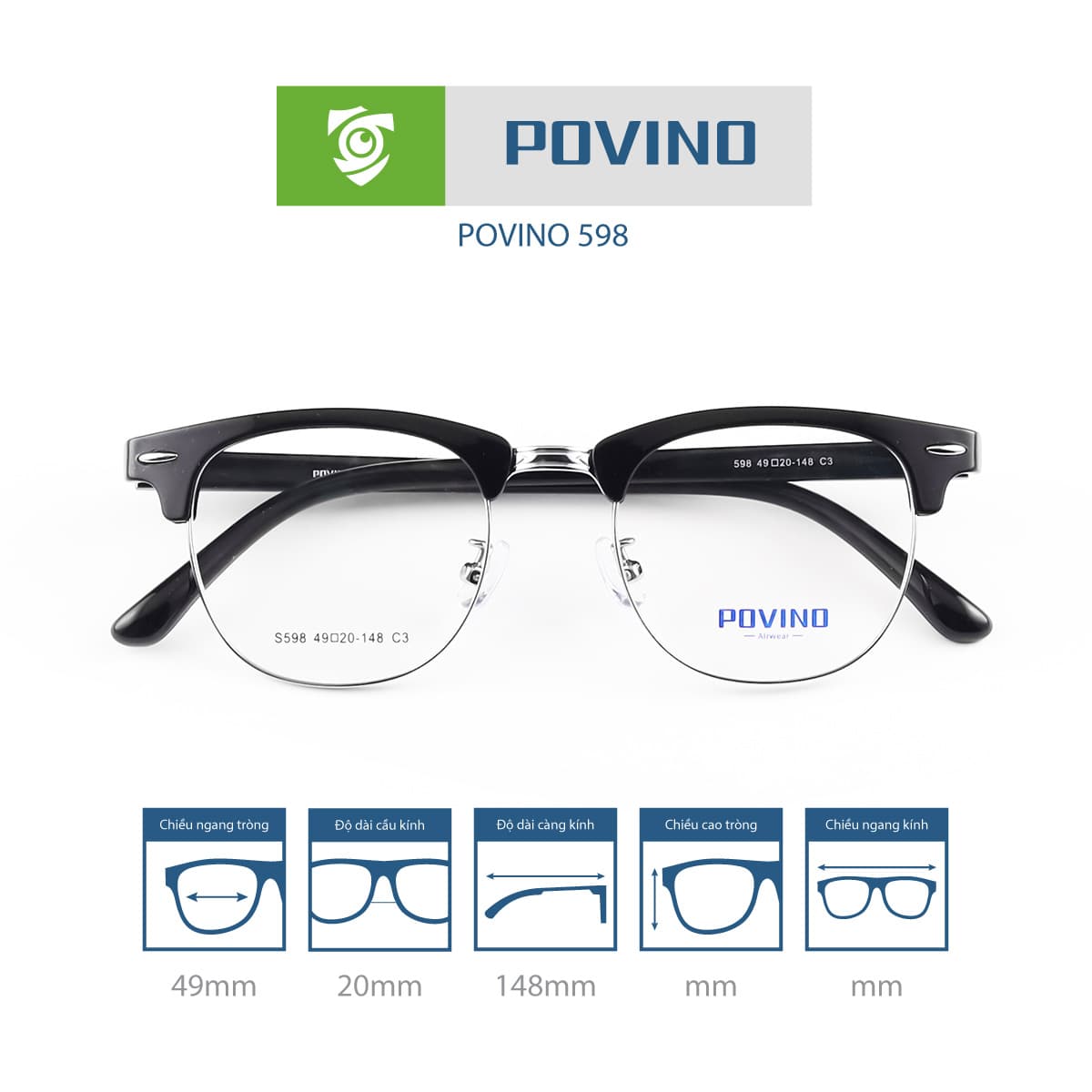 Gọng kính POVINO PO598 - Ảnh 7