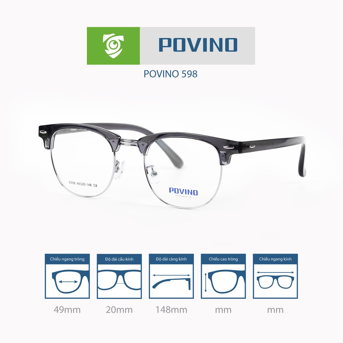 Gọng kính POVINO PO598 - Ảnh 3
