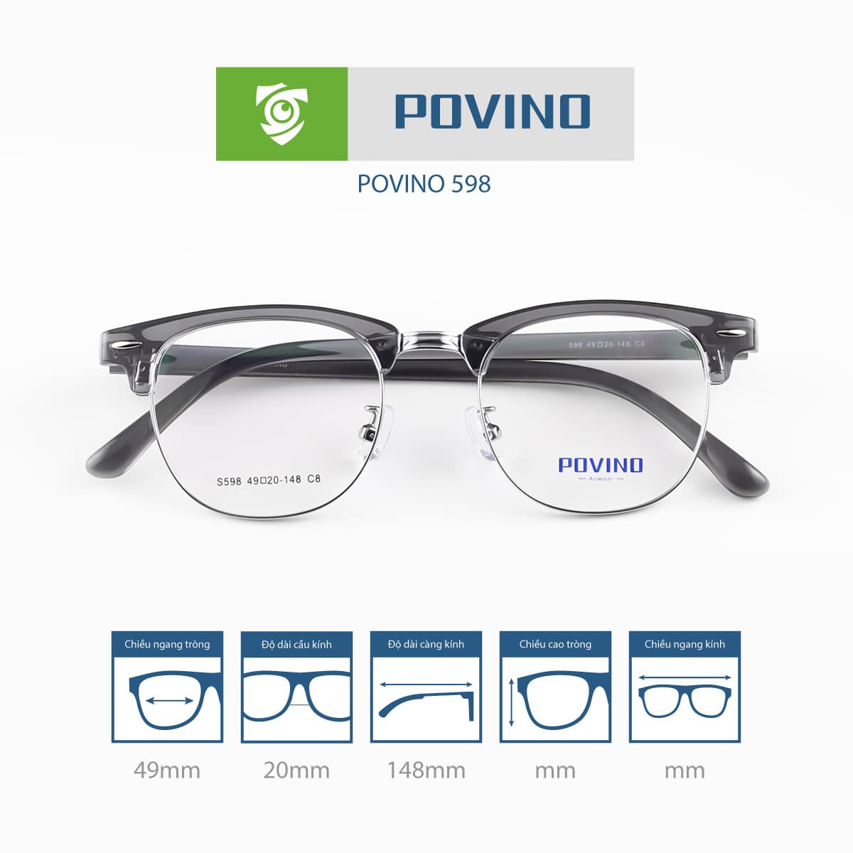 Gọng kính POVINO PO598 - Ảnh 2