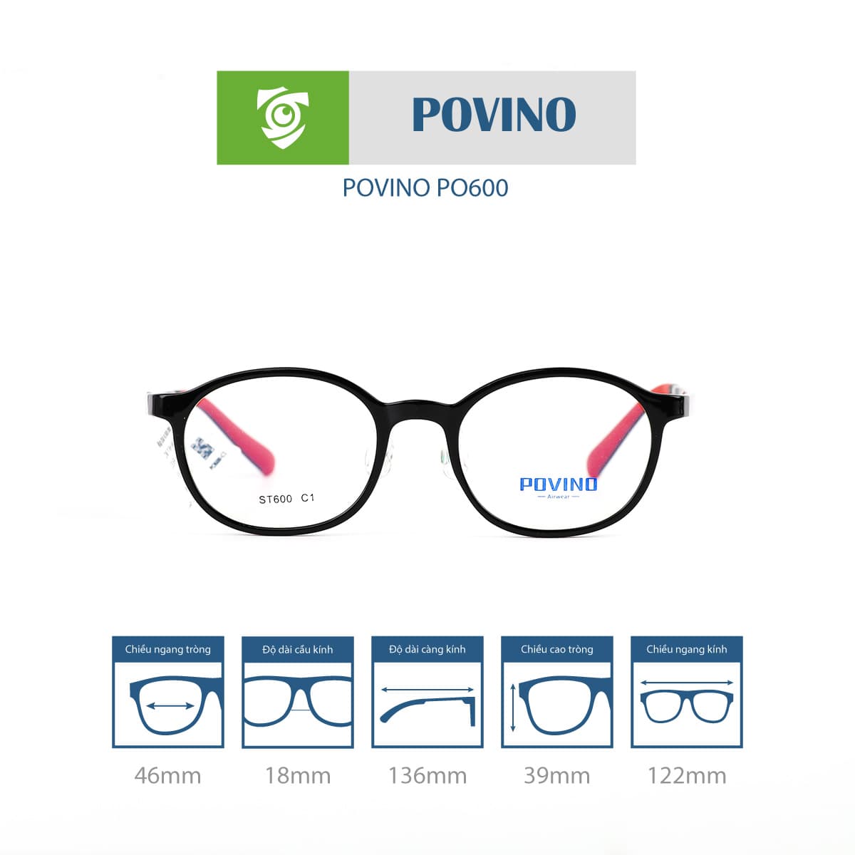 Gọng kính trẻ em POVINO PO600