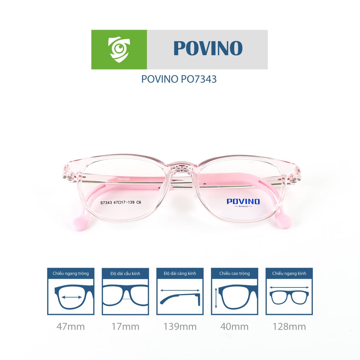 Gọng kính trẻ em POVINO PO7343 - Ảnh 3
