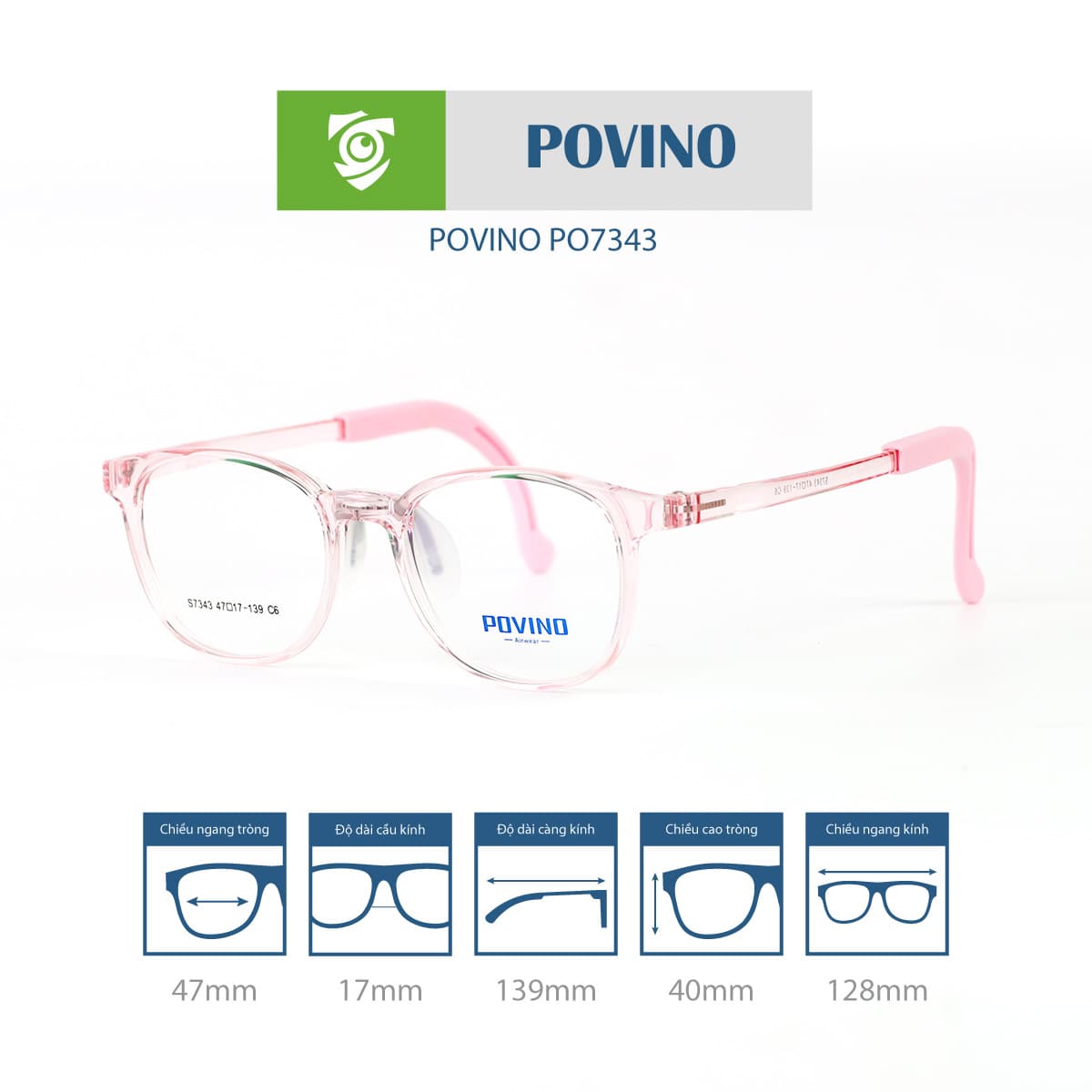 Gọng kính trẻ em POVINO PO7343 - Ảnh 12
