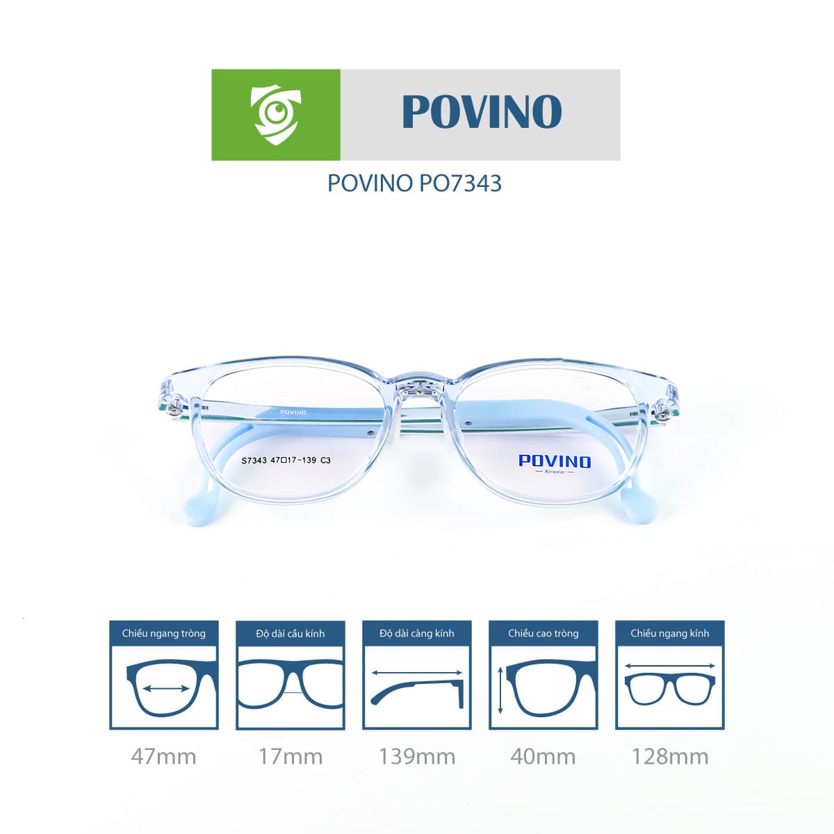 Gọng kính trẻ em POVINO PO7343 - Ảnh 11