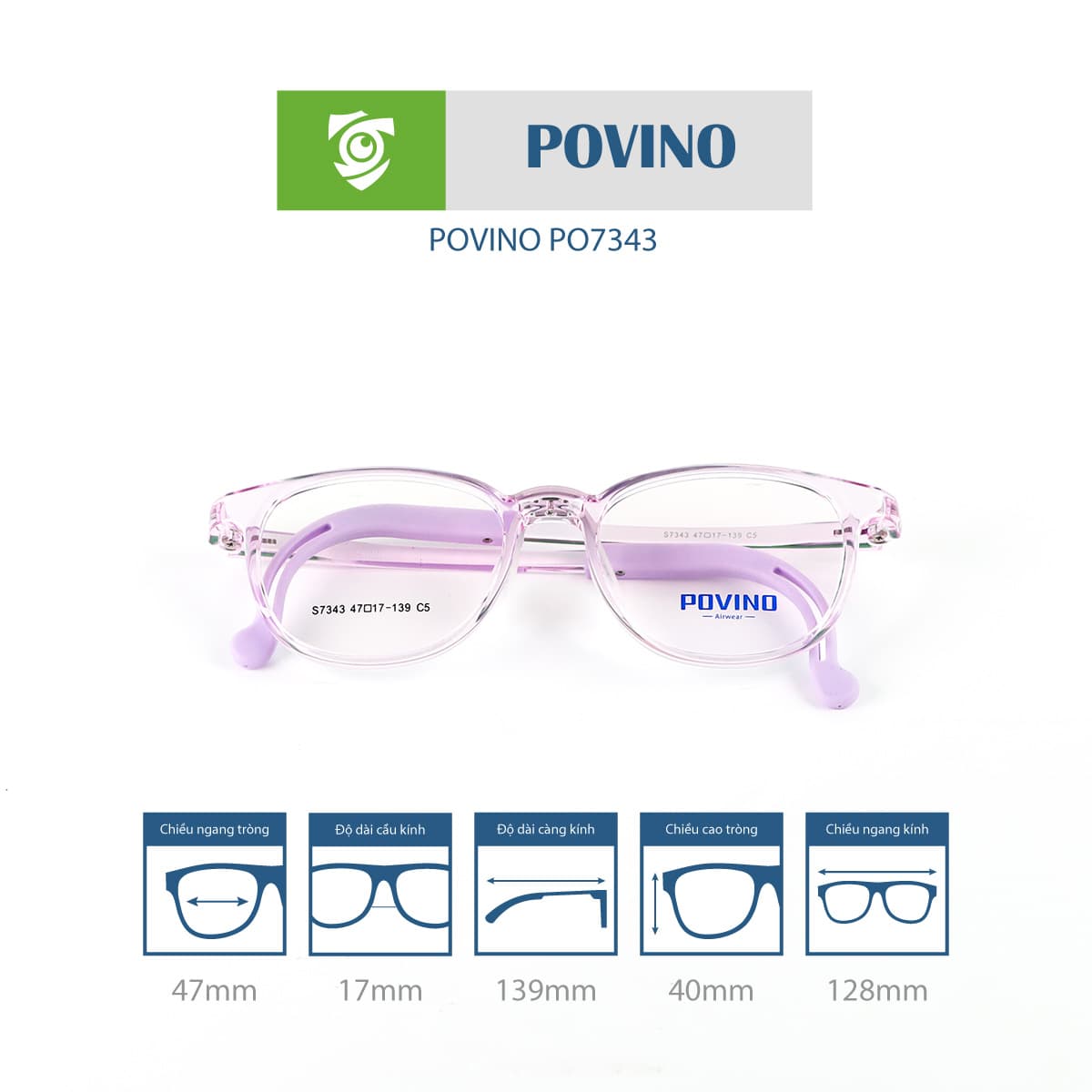 Gọng kính trẻ em POVINO PO7343 - Ảnh 10