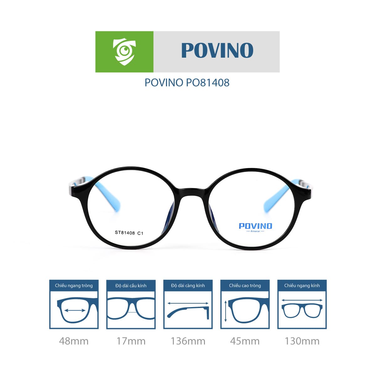Gọng kính POVINO PO81408 - Ảnh 1