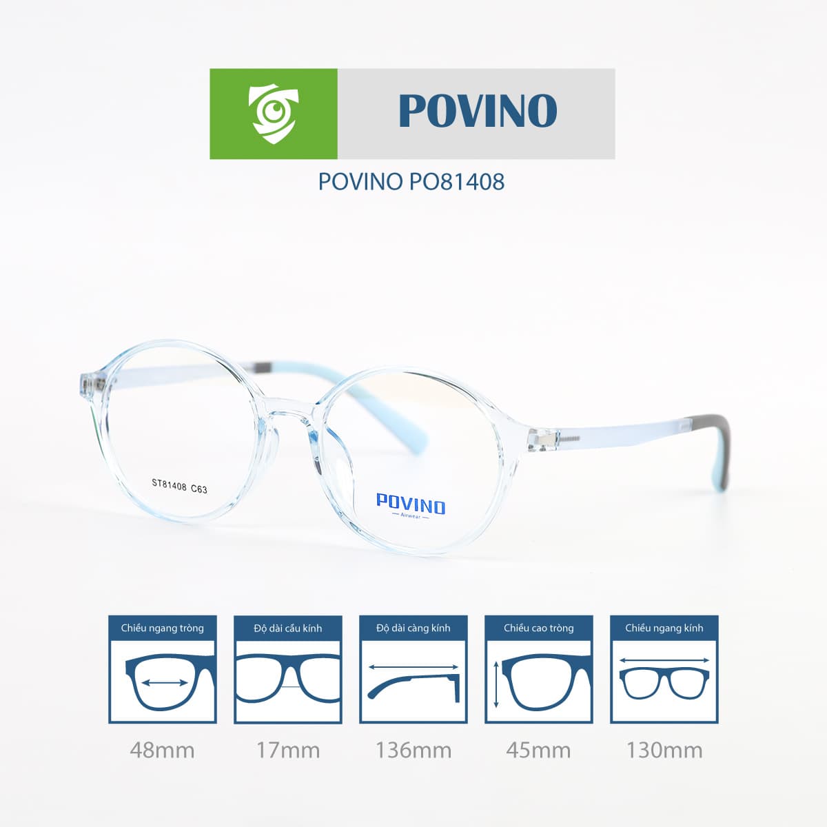 Gọng kính POVINO PO81408 - Ảnh 6