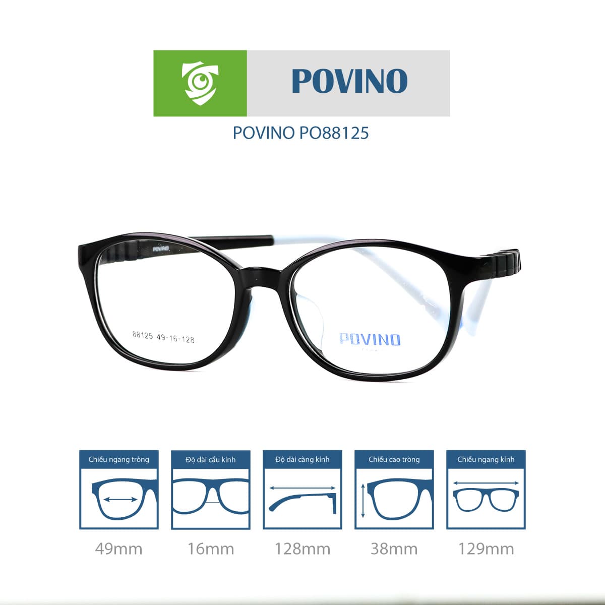 Gọng kính trẻ em POVINO PO88125 - Ảnh 2