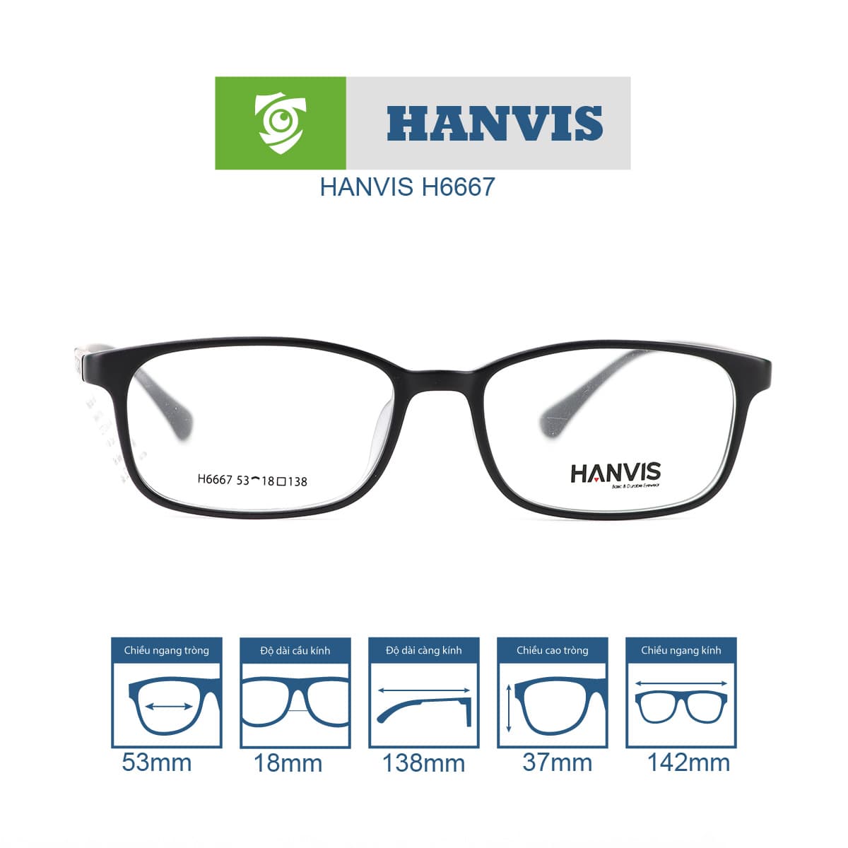Gọng kính HANVIS H6667