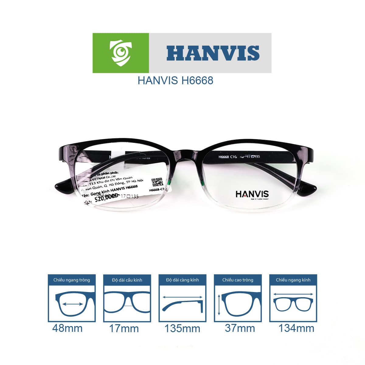 Gọng kính HANVIS H6668 - Ảnh 2