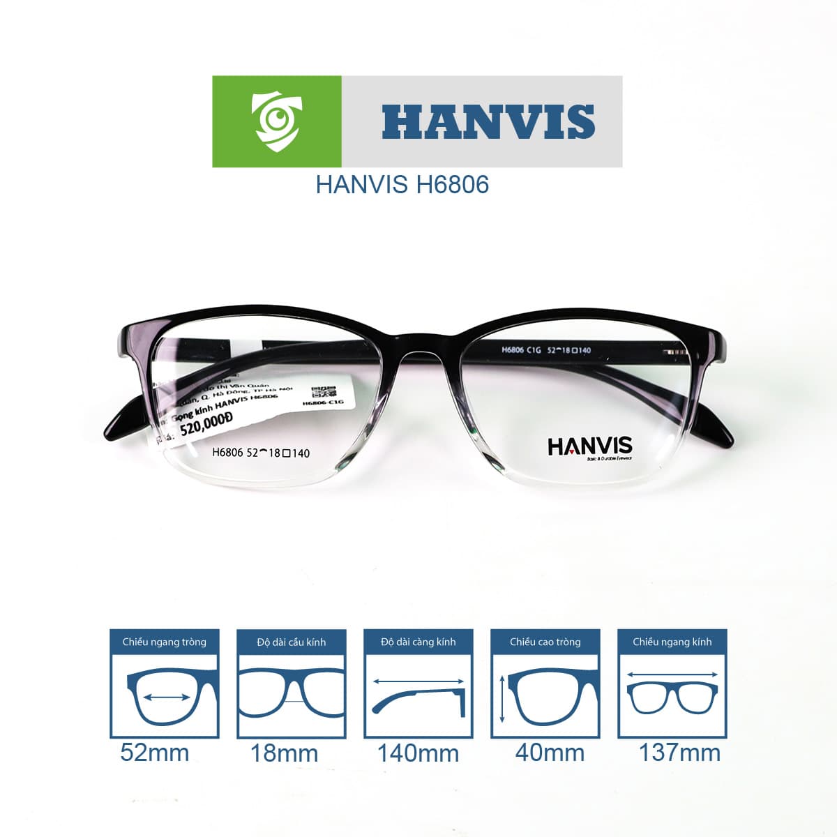 Gọng kính HANVIS H6806 - Ảnh 2