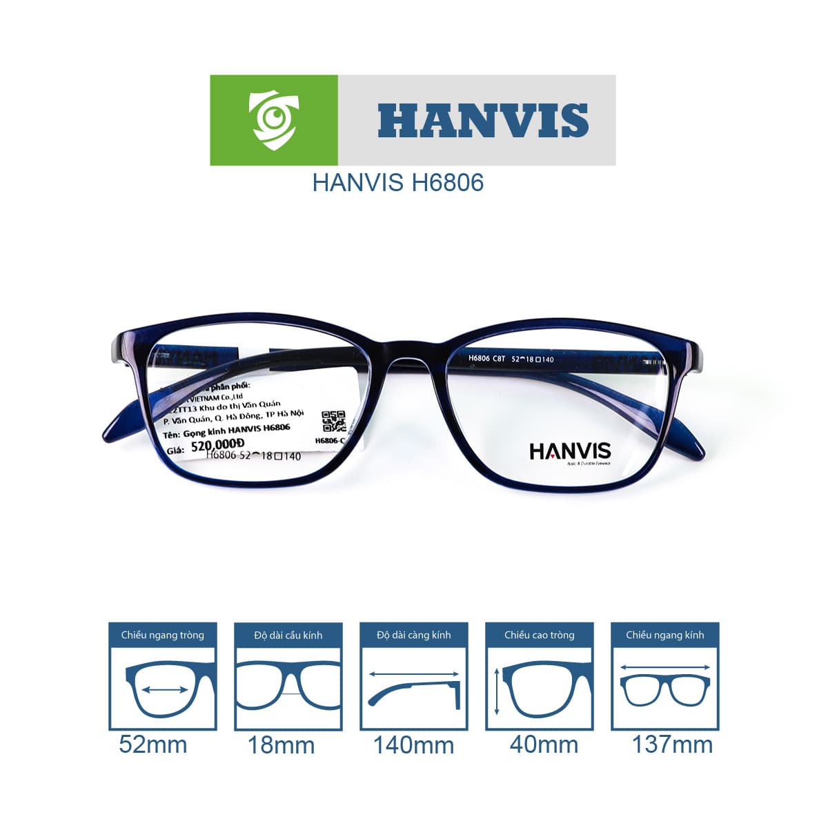 Gọng kính HANVIS H6806 - Ảnh 8