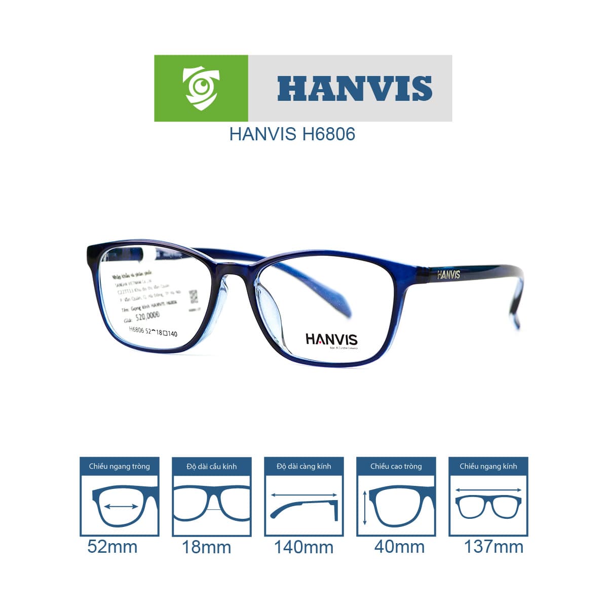 Gọng kính HANVIS H6806 - Ảnh 3
