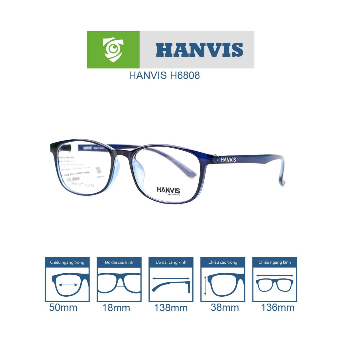 Gọng kính HANVIS H6808 - Ảnh 3