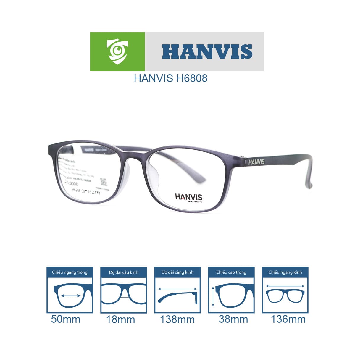 Gọng kính HANVIS H6808 - Ảnh 5