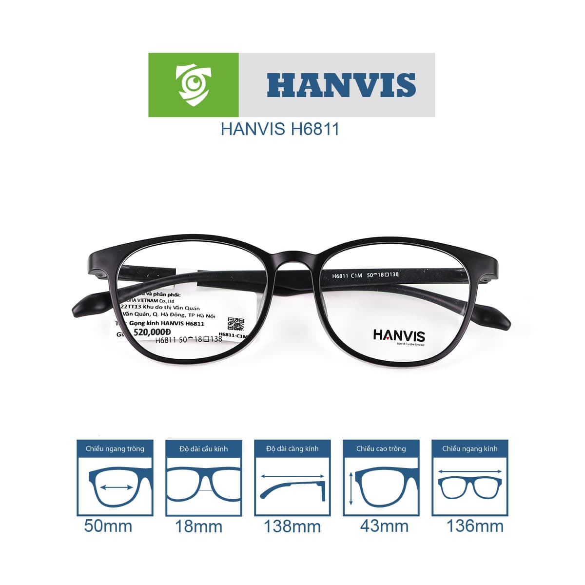 Gọng kính HANVIS H6811 - Ảnh 2