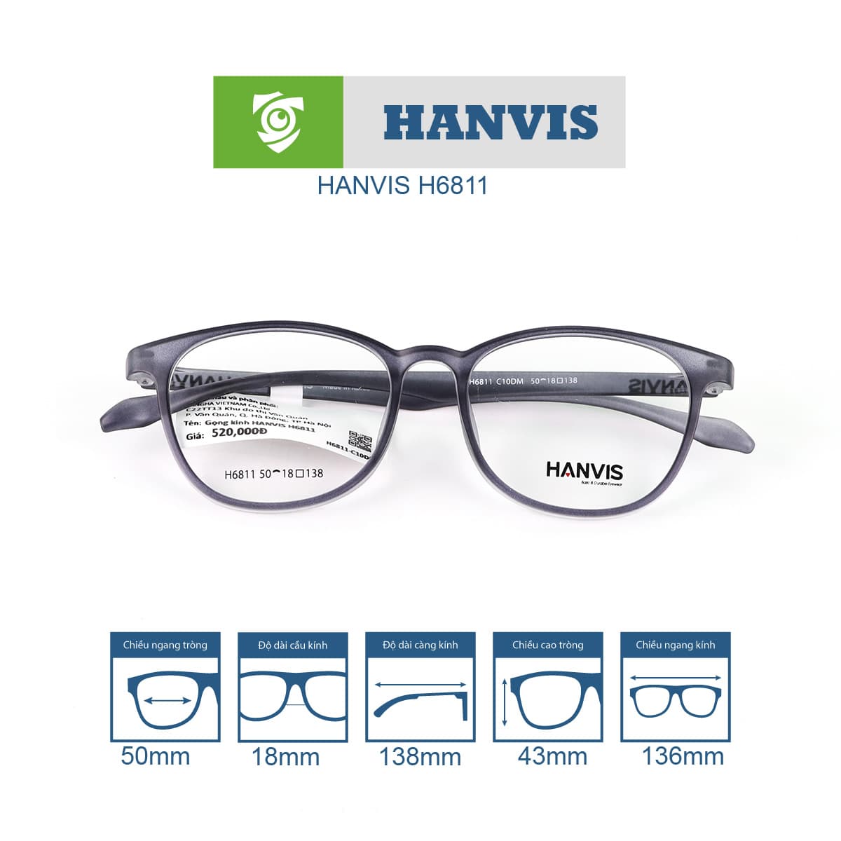 Gọng kính HANVIS H6811 - Ảnh 4