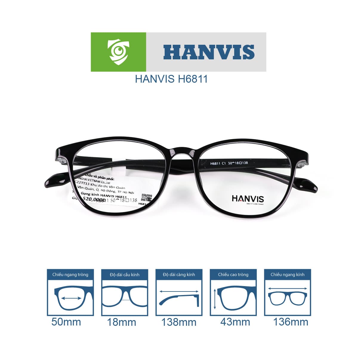 Gọng kính HANVIS H6811 - Ảnh 3