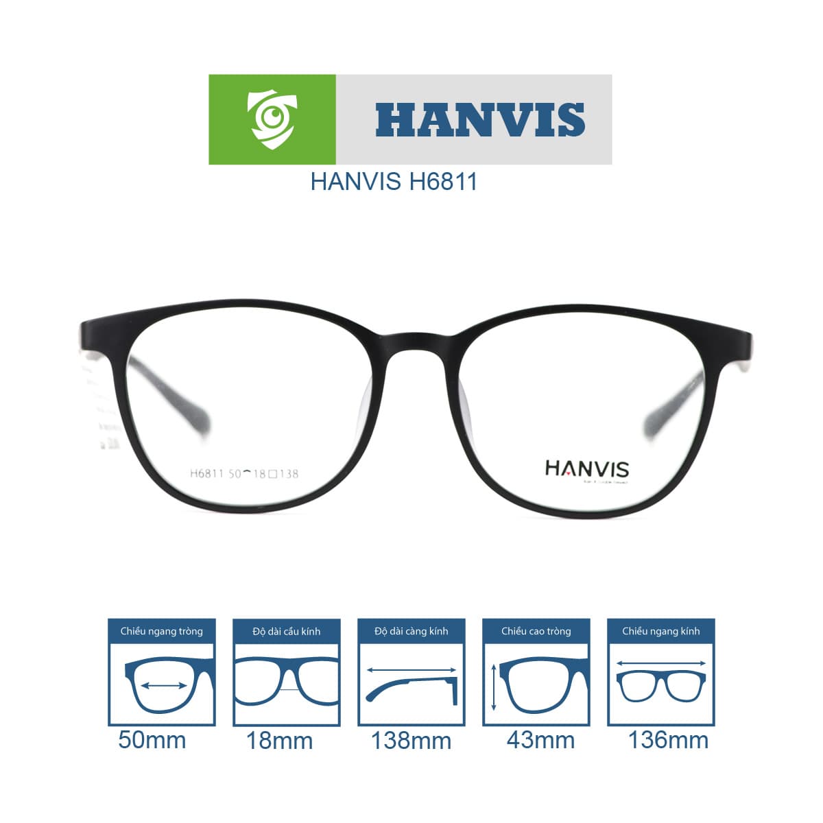 Gọng kính HANVIS H6811 - Ảnh 1
