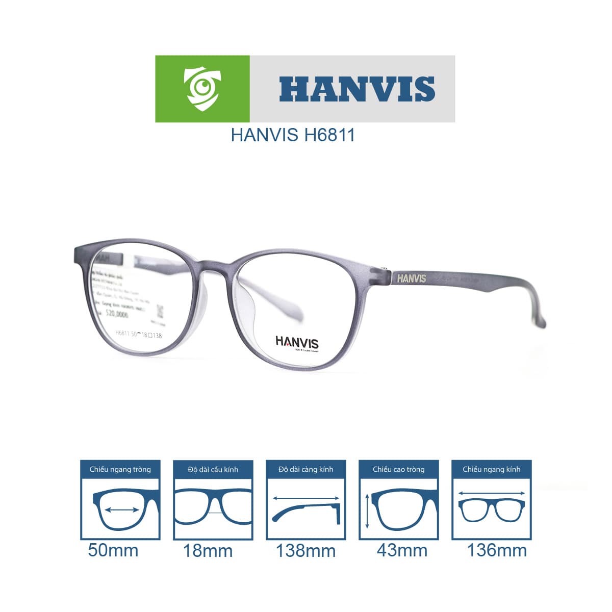 Gọng kính HANVIS H6811 - Ảnh 7