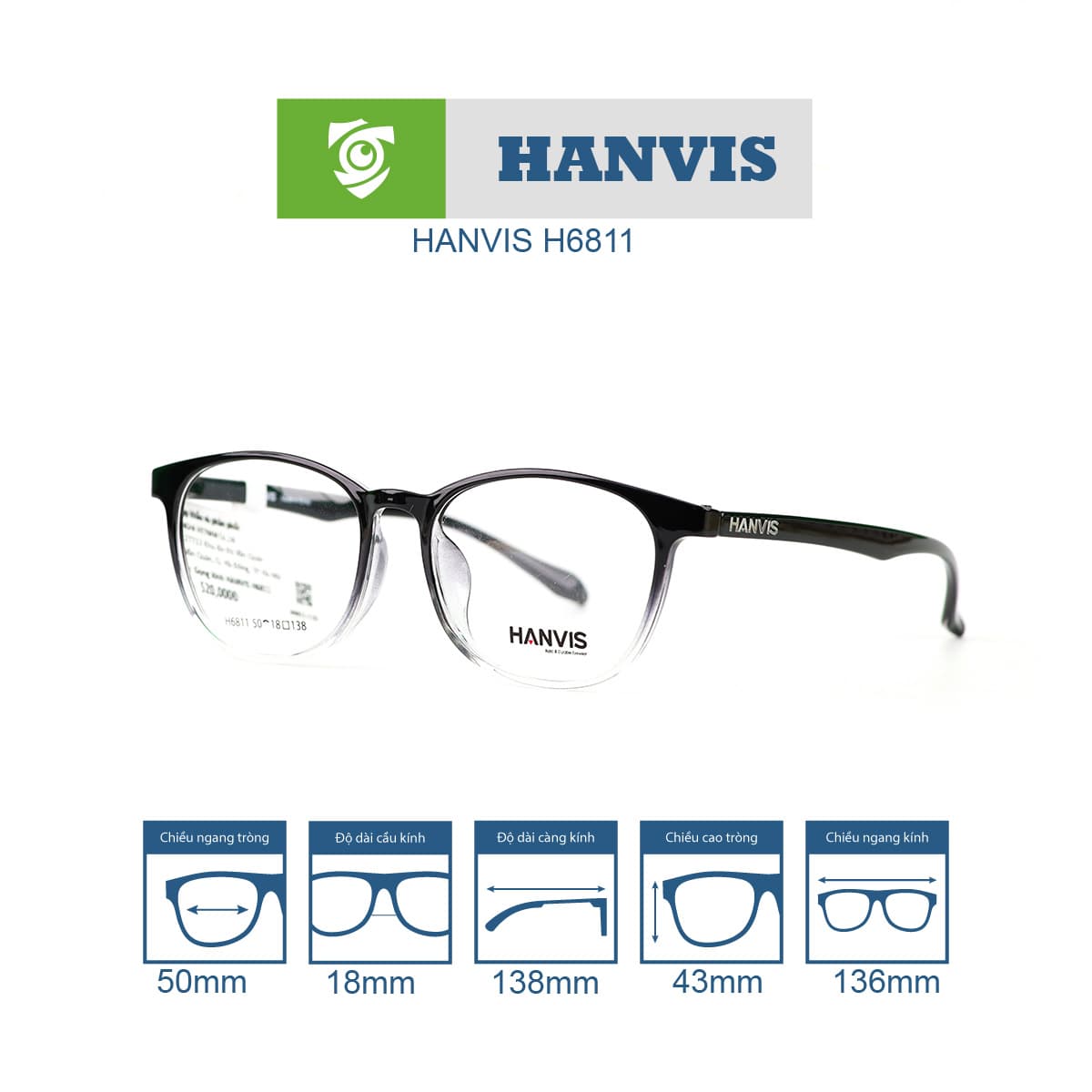 Gọng kính HANVIS H6811 - Ảnh 6